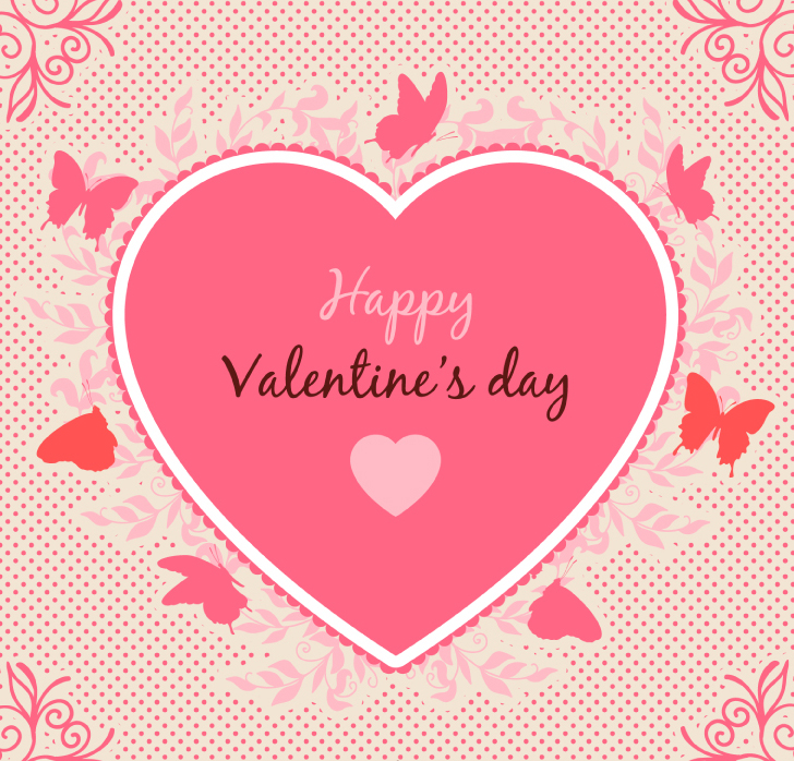 Valentine's Day greeting cards vector material love and butterflies
