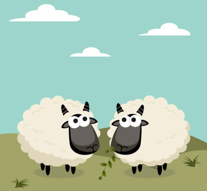 Black-faced sheep cartoon design vector material
