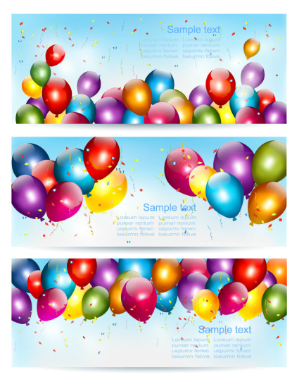 3 color balloon banner vector map
