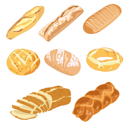 9 delicious bread vector material

