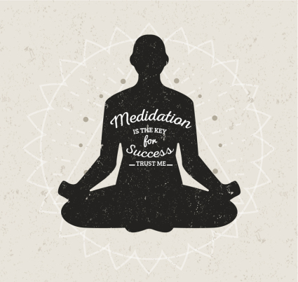 Meditation woman silhouette vector material
