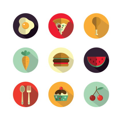 9 delicious food icon vector