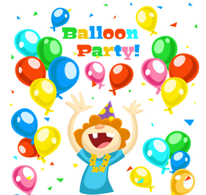Colorful balloons and birthday cards for children Vectors