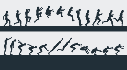Group 2 Long continuous action silhouette vector material
