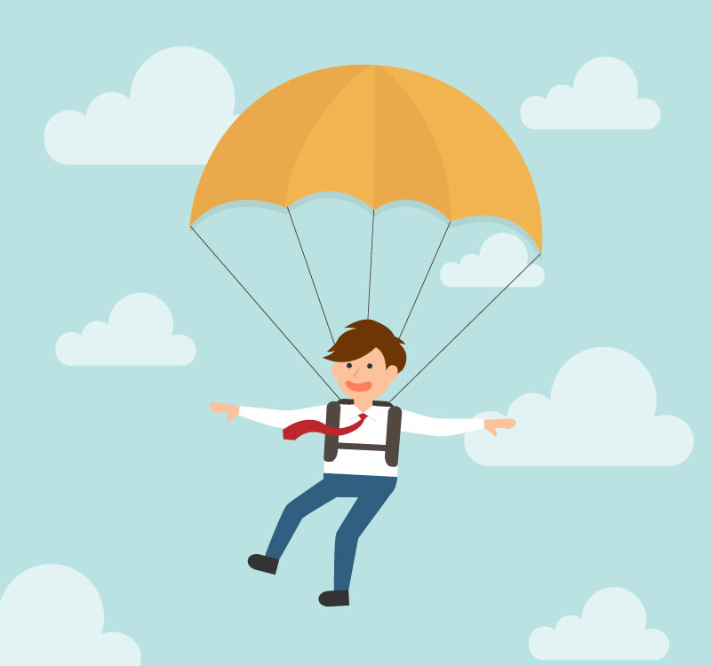 Parachuting business man cartoon vector material