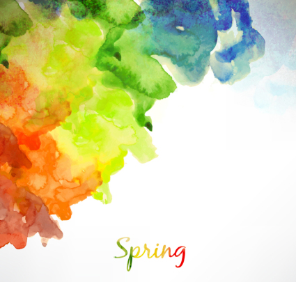 Spring watercolor ink background vector material