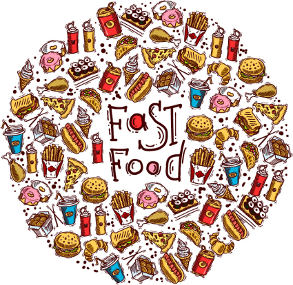 Painted fast food vector material