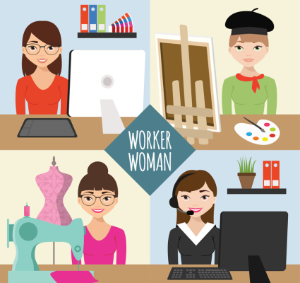 4 creative work woman vector