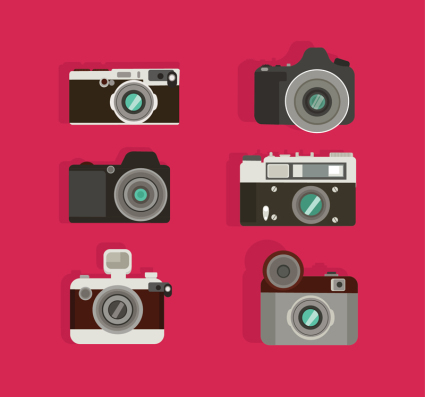 6 stylish camera design vector
