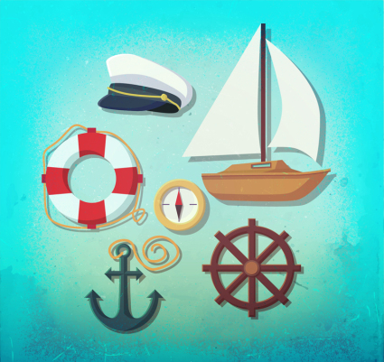 6 nautical creative element vector material