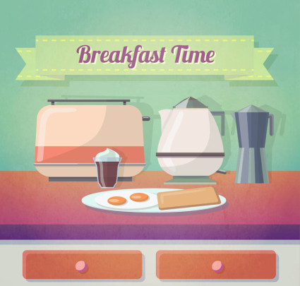 Delicious breakfast illustrator vector material