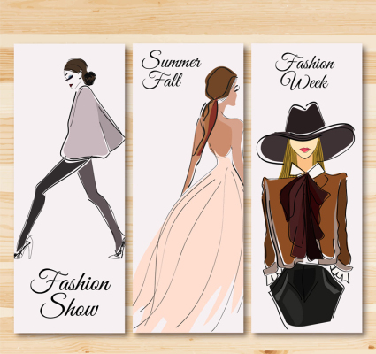 3 Fashion girl banner vector material