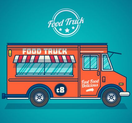 Food Truck snack red car vector material