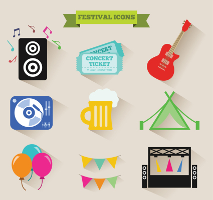 9 exquisite icon vector material Music Festival