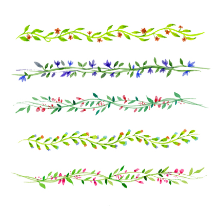 5 lace watercolor design vector material