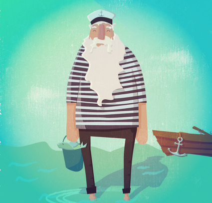 The old sailor sea vector material