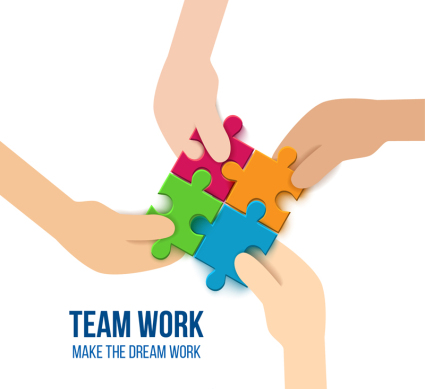 Creative team puzzle vector illustration material