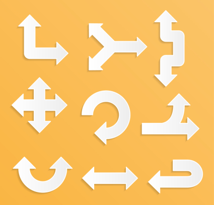 9 white paper arrow design vector material