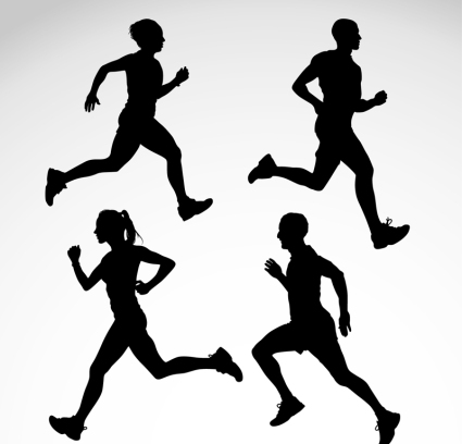 4 running silhouette figures vector material