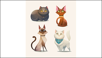 4 cartoon cat design vector material