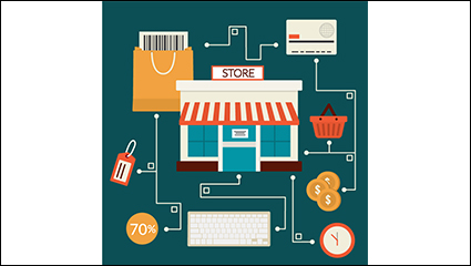 Online shopping Cartoon design elements vector material