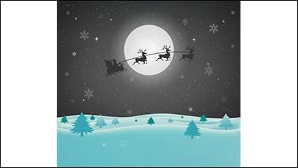 Snowy Christmas Eve sleigh cartoon vector material