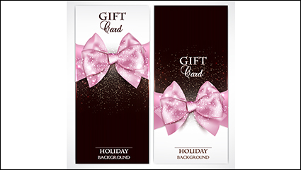 2 pink bow gift cards vector material