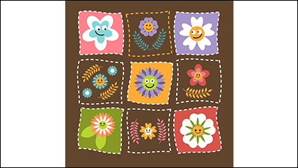 Square floral design vector material