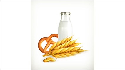 Healthy breakfast cereal milk vector material