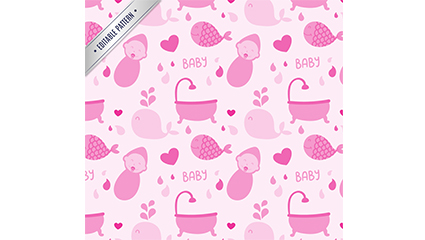 Pink baby seamless background vector elements
