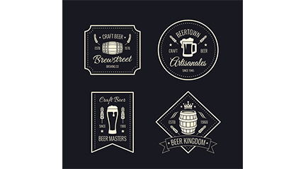 4 white beer label vector material