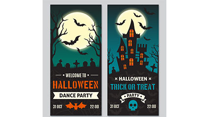 2 Halloween Party Card Vector