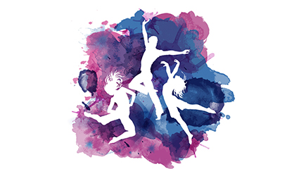 Dancing figures silhouette with ink vector