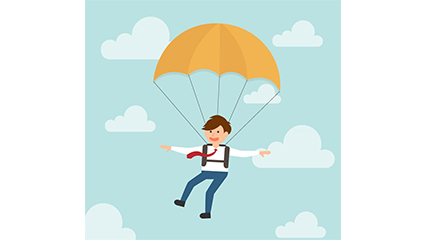 Parachuting business man cartoon vector material