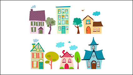 6 cartoon house vector material