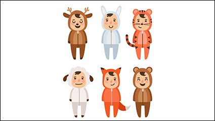 6 kids dress wear animal vector material