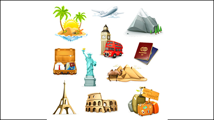 11 beautifully designed tourist icon vector material