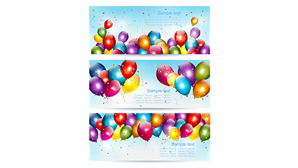 3 color balloon banner vector map