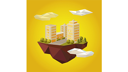 Creative cloud of building design vector material