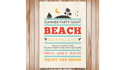 Summer beach party poster vector material