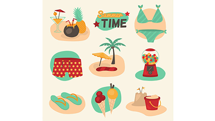 9 summer holiday icon vector material