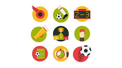 9 round football icon vector map