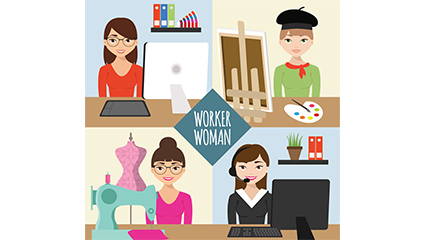 4 creative work woman vector