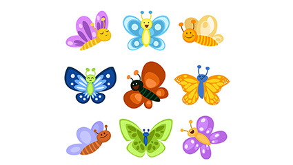 9 Cartoon Butterfly Vector material