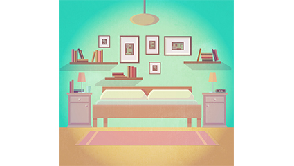 Blue-green hue bedroom