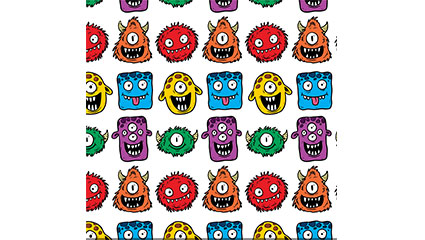 Cute cartoon monster seamless background vector