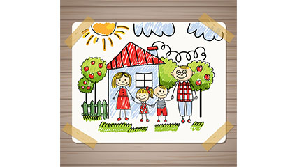 Warm Family Children illustration design vector material