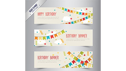 3 cute birthday banner vector