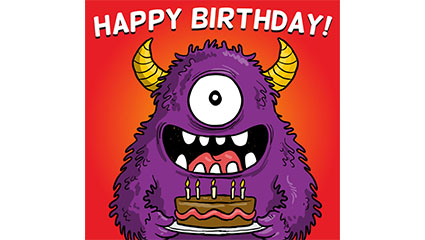 Lovely one-eyed monster birthday card vector