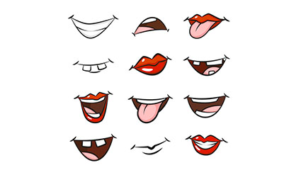 12 mouth cartoon vector design